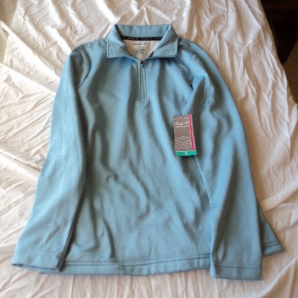 NWT Emily B Activewear Women's Medium Blue Pull On Jacket Half Zipper Fleece - Picture 1 of 8
